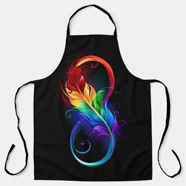 Infinity Symbol with Rainbow Feather Apron (Front)