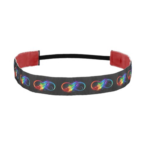 Infinity Symbol with Rainbow Feather Athletic Headband