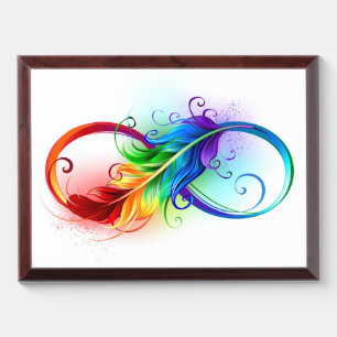 Infinity Symbol with Rainbow Feather Award Plaque