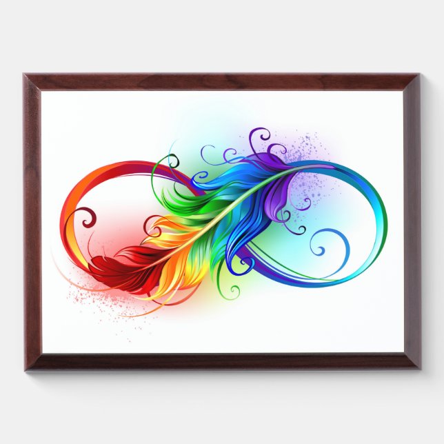Infinity Symbol with Rainbow Feather Award Plaque (Horizontal)