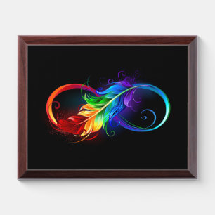 Infinity Symbol with Rainbow Feather Award Plaque