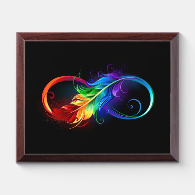Infinity Symbol with Rainbow Feather Award Plaque (Horizontal)