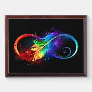Infinity Symbol with Rainbow Feather Award Plaque