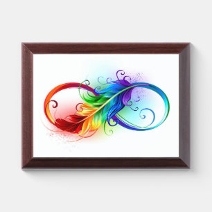 Infinity Symbol with Rainbow Feather Award Plaque