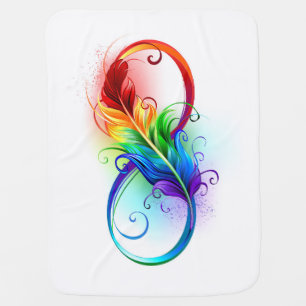 Infinity Symbol with Rainbow Feather Baby Blanket