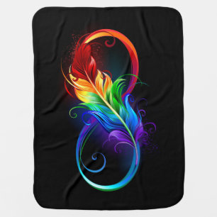 Infinity Symbol with Rainbow Feather Baby Blanket