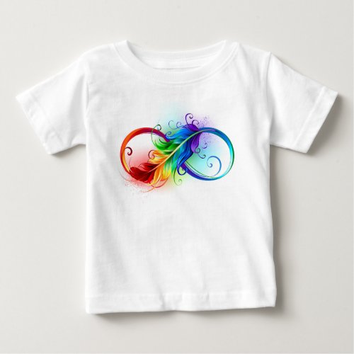 Infinity Symbol with Rainbow Feather Baby T_Shirt