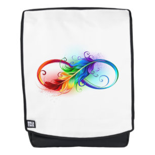 Infinity Symbol with Rainbow Feather Backpack