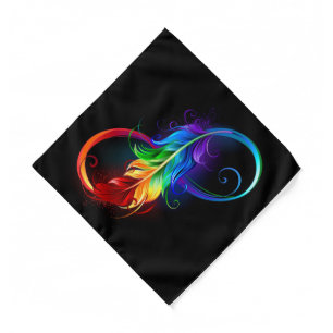 Infinity Symbol with Rainbow Feather Bandana