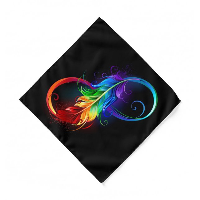 Infinity Symbol with Rainbow Feather Bandana (Front)