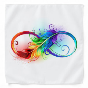 Infinity Symbol with Rainbow Feather Bandana