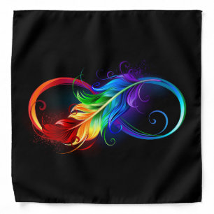 Infinity Symbol with Rainbow Feather Bandana