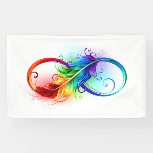 Infinity Symbol with Rainbow Feather Banner