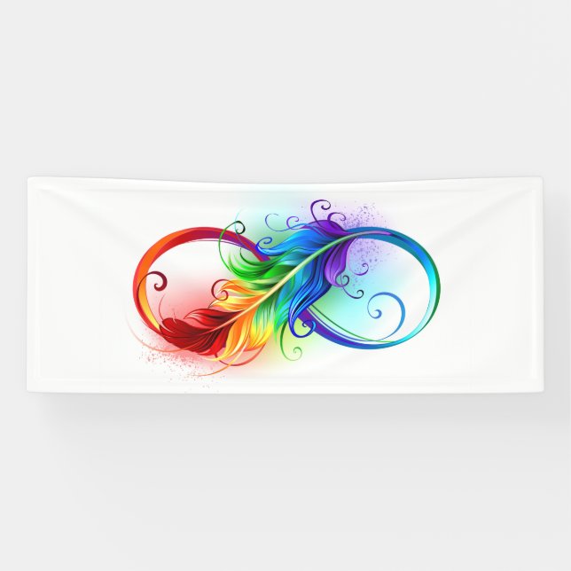 Infinity Symbol with Rainbow Feather Banner (Horizontal)