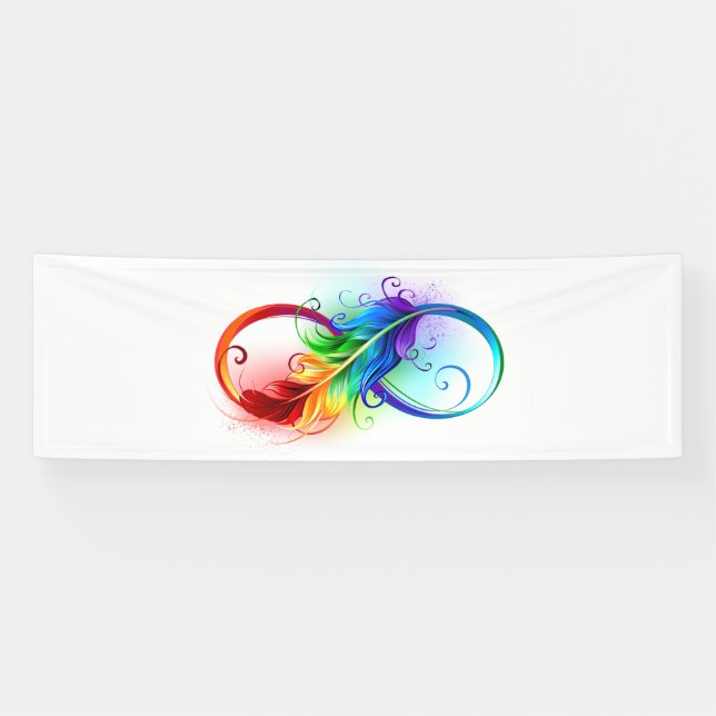 Infinity Symbol with Rainbow Feather Banner (Horizontal)