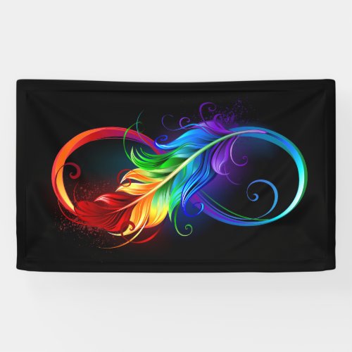 Infinity Symbol with Rainbow Feather Banner