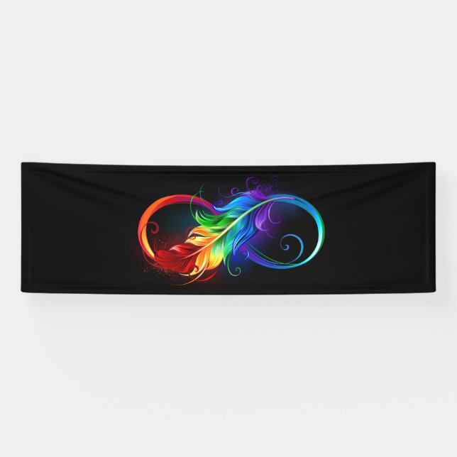 Infinity Symbol with Rainbow Feather Banner (Horizontal)