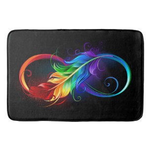 Infinity Symbol with Rainbow Feather Bath Mat