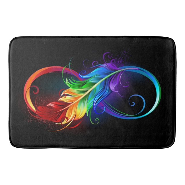 Infinity Symbol with Rainbow Feather Bath Mat (Front)