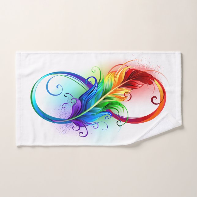 Infinity Symbol with Rainbow Feather Bath Towel Set (Hand Towel)