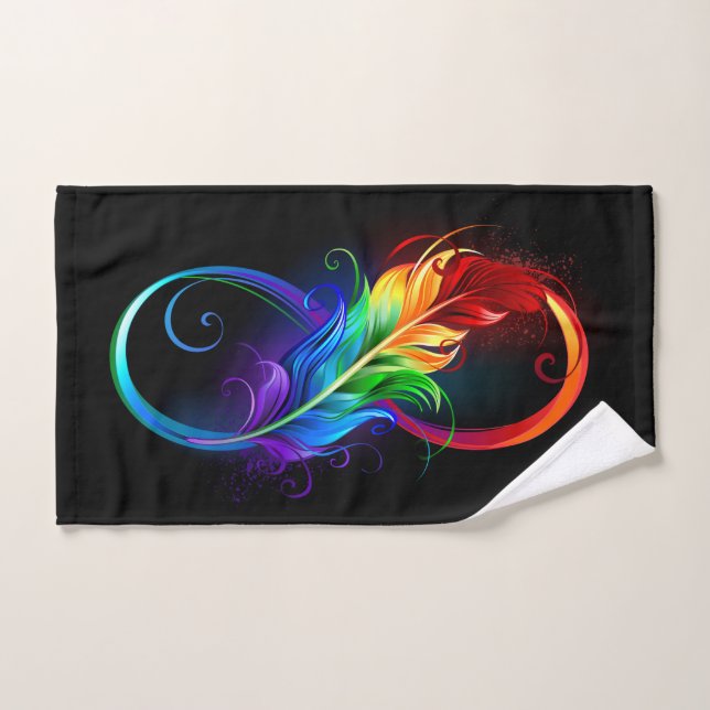 Infinity Symbol with Rainbow Feather Bath Towel Set (Hand Towel)