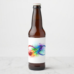 Infinity Symbol with Rainbow Feather Beer Bottle Label