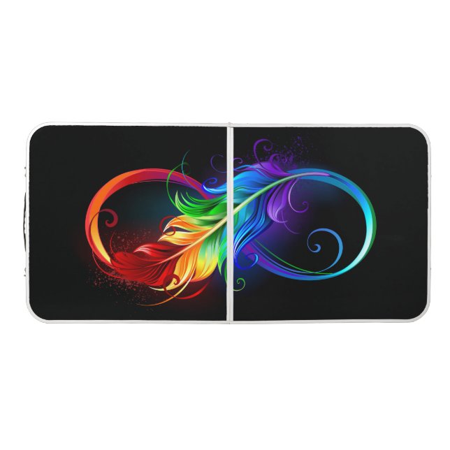Infinity Symbol with Rainbow Feather Beer Pong Table (Top)