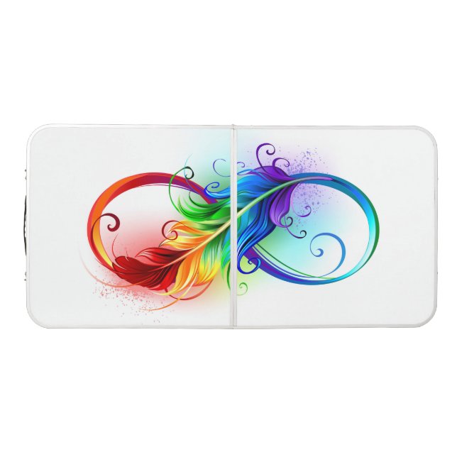 Infinity Symbol with Rainbow Feather Beer Pong Table (Top)