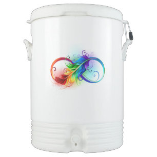 Infinity Symbol with Rainbow Feather Beverage Cooler