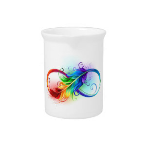 Infinity Symbol with Rainbow Feather Beverage Pitcher