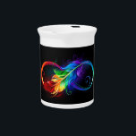 Infinity Symbol with Rainbow Feather Beverage Pitcher<br><div class="desc">Artistically drawn infinity symbol with beautiful rainbow feather on white background. Tattoo style.</div>