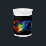 Infinity Symbol with Rainbow Feather Beverage Pitcher<br><div class="desc">Artistically drawn infinity symbol with beautiful rainbow feather on white background. Tattoo style.</div>