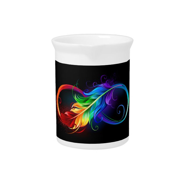 Infinity Symbol with Rainbow Feather Beverage Pitcher (Front)