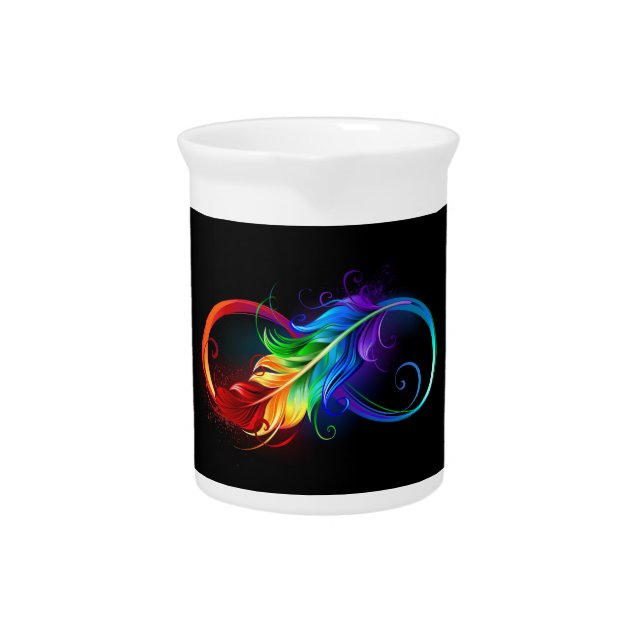 Infinity Symbol with Rainbow Feather Beverage Pitcher (Front)