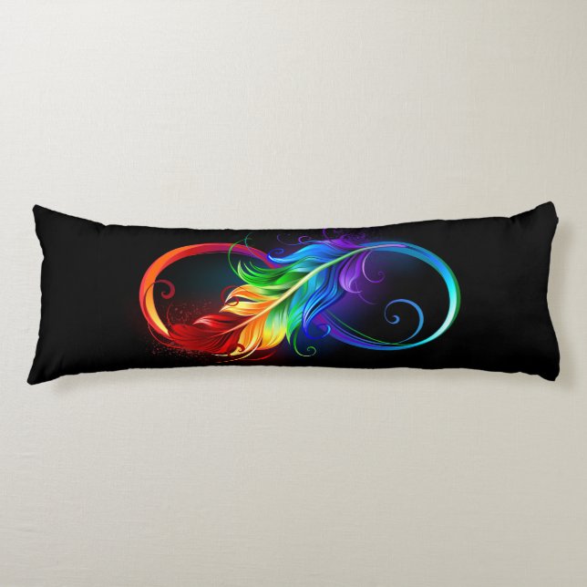 Infinity Symbol with Rainbow Feather Body Pillow (Front)