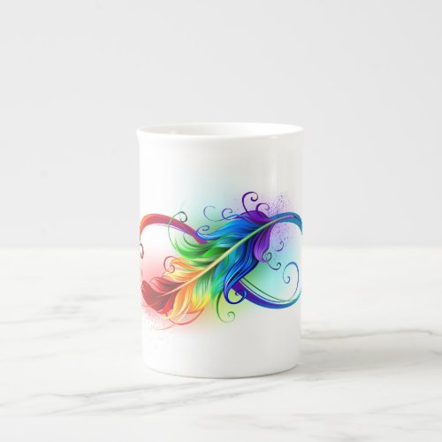 Infinity Symbol with Rainbow Feather Bone China Mug