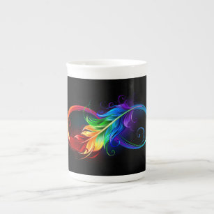 Infinity Symbol with Rainbow Feather Bone China Mug
