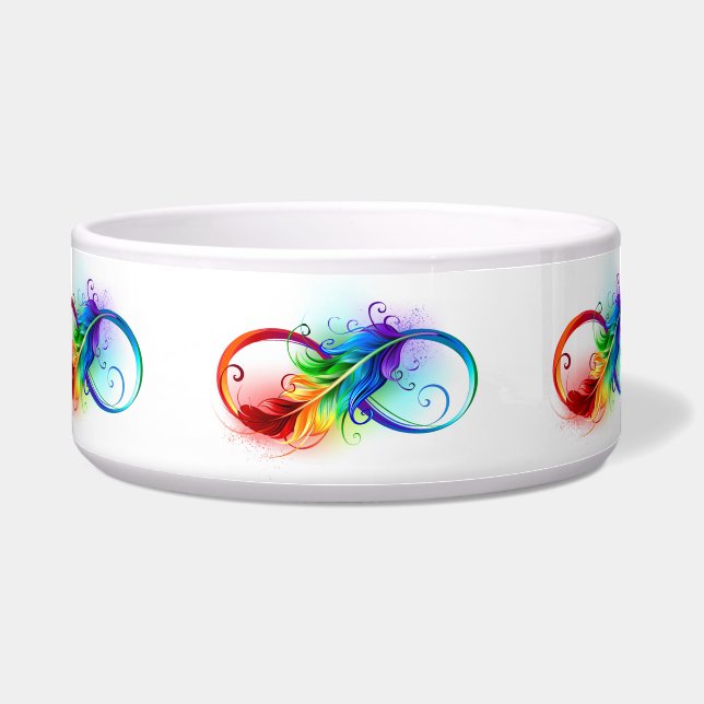 Infinity Symbol with Rainbow Feather Bowl (Front)
