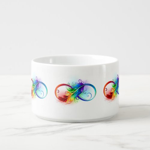 Infinity Symbol with Rainbow Feather Bowl