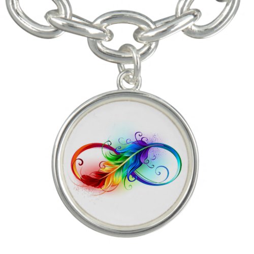 Infinity Symbol with Rainbow Feather Bracelet