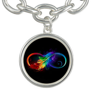 Infinity Symbol with Rainbow Feather Bracelet