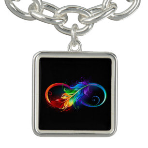 Infinity Symbol with Rainbow Feather Bracelet