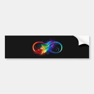 Infinity Symbol with Rainbow Feather Bumper Sticker