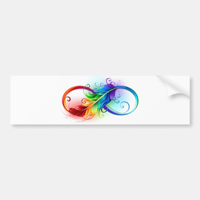 Infinity Symbol with Rainbow Feather Bumper Sticker (Front)
