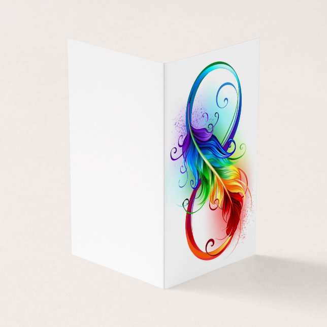 Infinity Symbol with Rainbow Feather Business Card (Outside)
