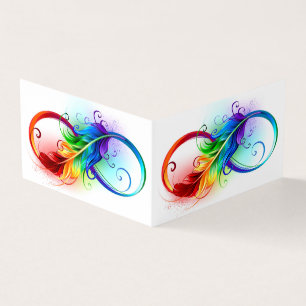 Infinity Symbol with Rainbow Feather Business Card