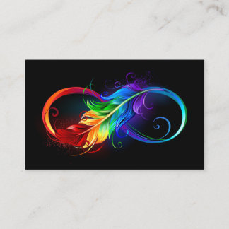 Infinity Symbol with Rainbow Feather Business Card