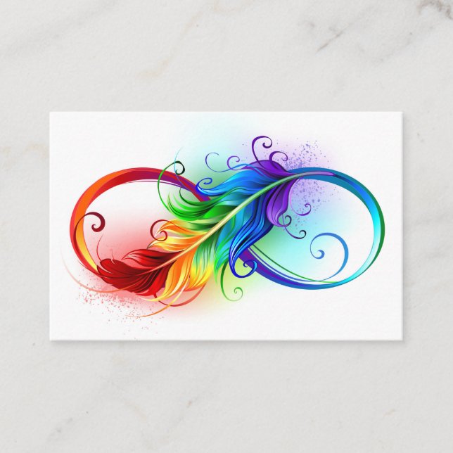Infinity Symbol with Rainbow Feather Business Card (Front)