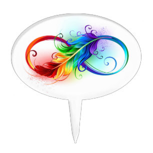 Infinity Symbol with Rainbow Feather Cake Topper
