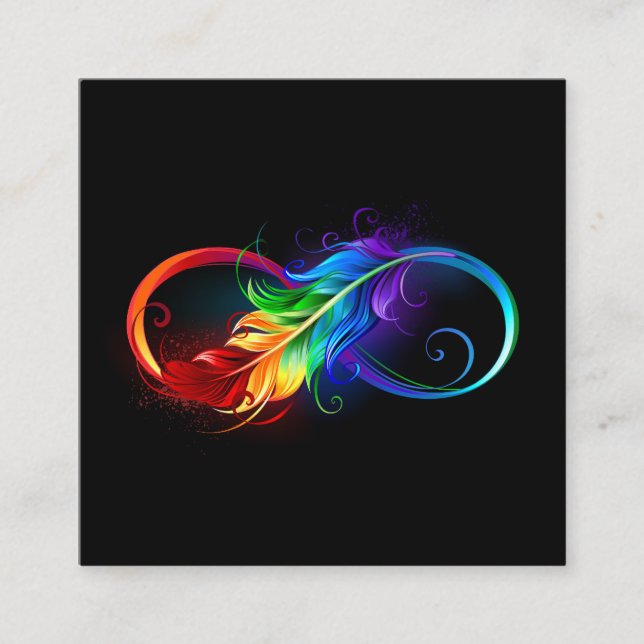 Infinity Symbol with Rainbow Feather Calling Card (Front)